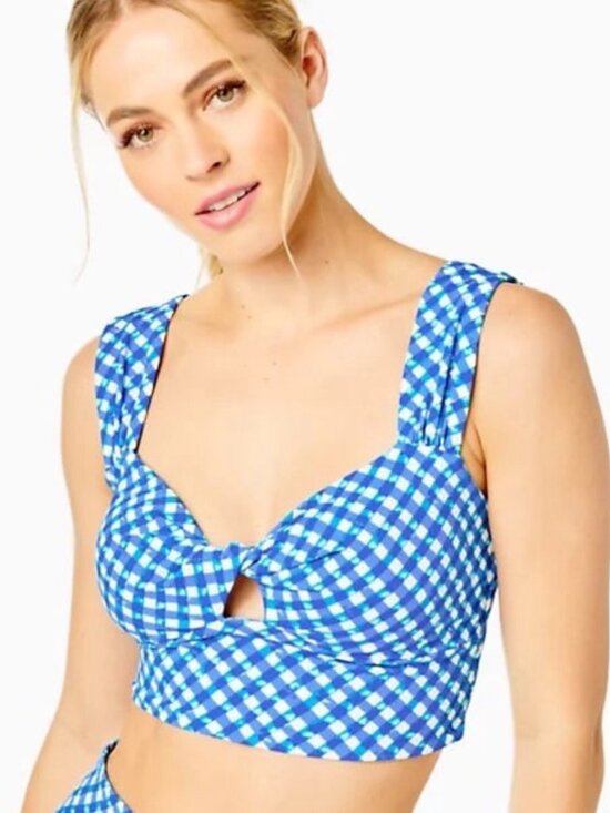Lilly Pulitzer Other - Lilly Pulitzer Luxletic Sports Bra Top Calusa Boca Blue Double Checking Medium